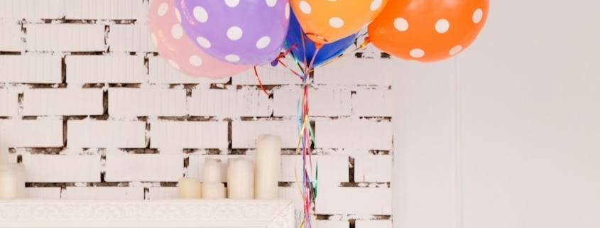 assorted-color polka dot balloons